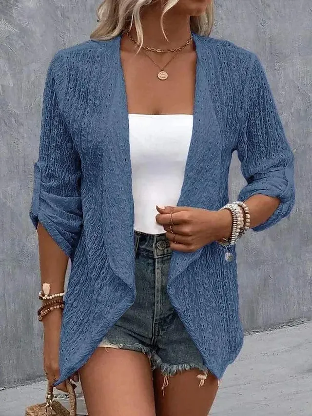 Women's Casual Jacket Dailywear Irregular Hem Solid Color Fashion Regular Fit Outerwear Long Sleeve Spring