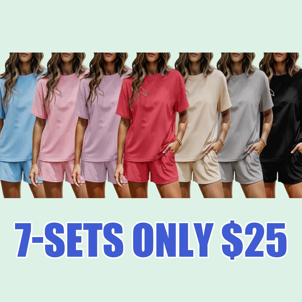 Plus Size Two-Piece Summer Set – Casual Round Neck Short Sleeve Top & Shorts for Women