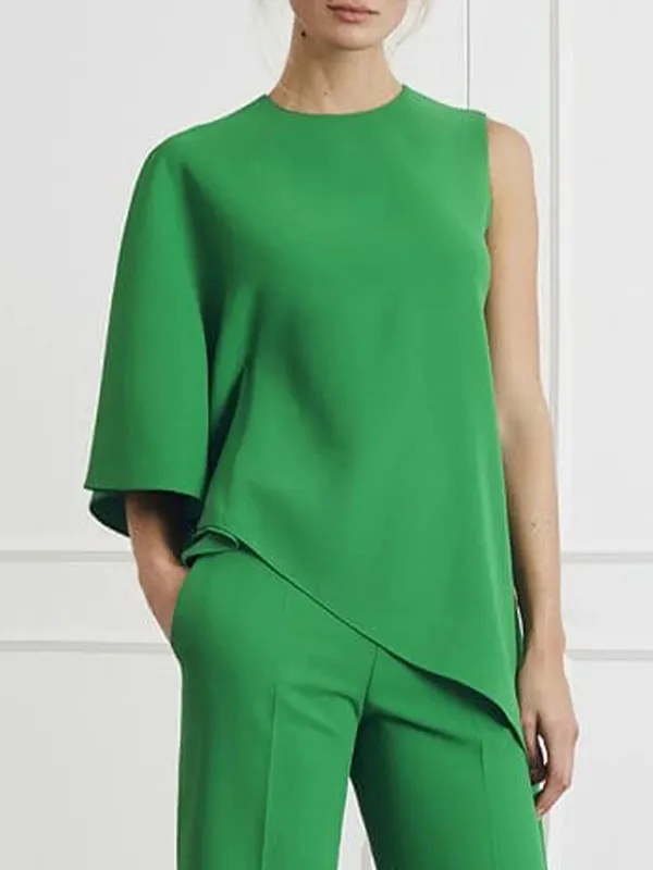Fashion Solid Color Asymmetric T-Shirt