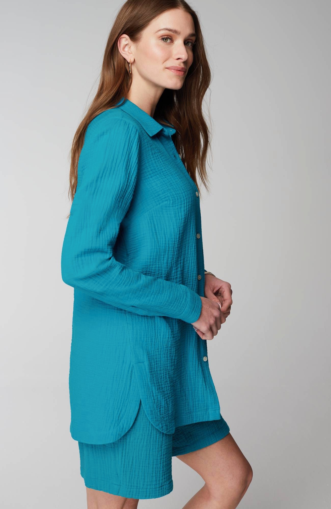 Cotton-Gauze Split-Hem Tunic