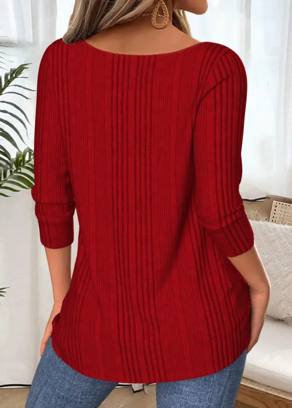 Wine Red Tummy Coverage Long Sleeve T Shirt