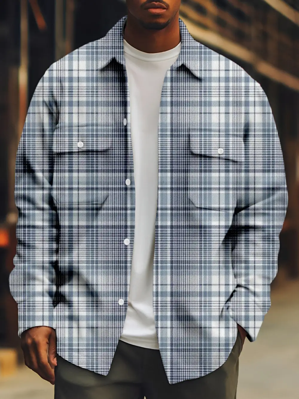 Men's Corduroy Geometric Retro Print Shirt Jacket