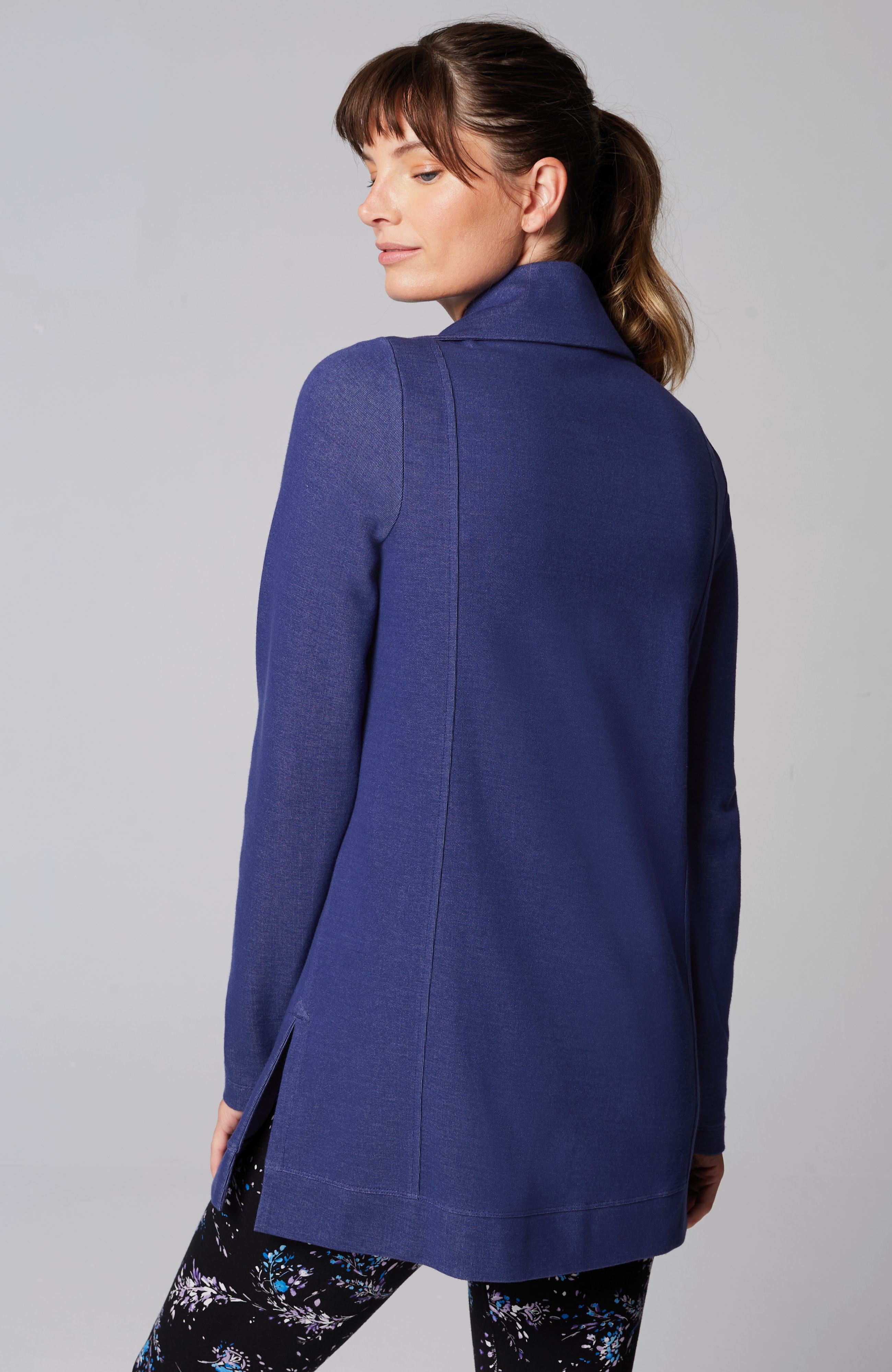 Fit Double-Knit Snap-Collared Tunic