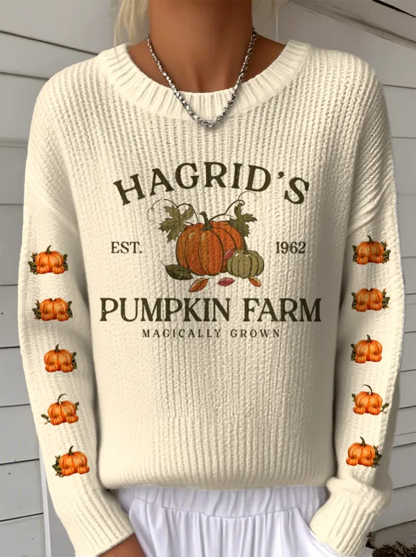 Women's Halloween Pumpkin Pattern Pullover Sweater Regular Autumn and Winter Top