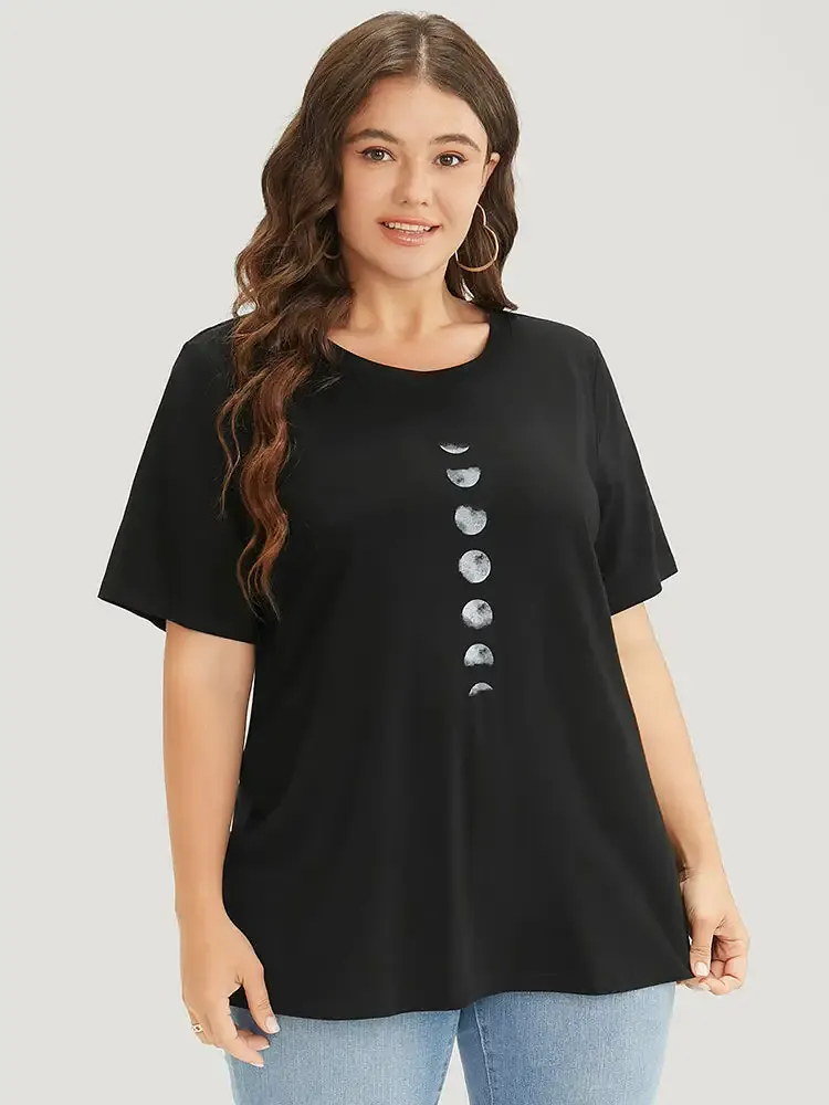 Moon Print Short Sleeve T-shirt