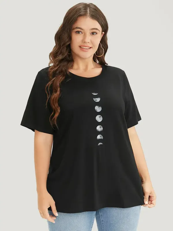Moon Print Short Sleeve T-shirt