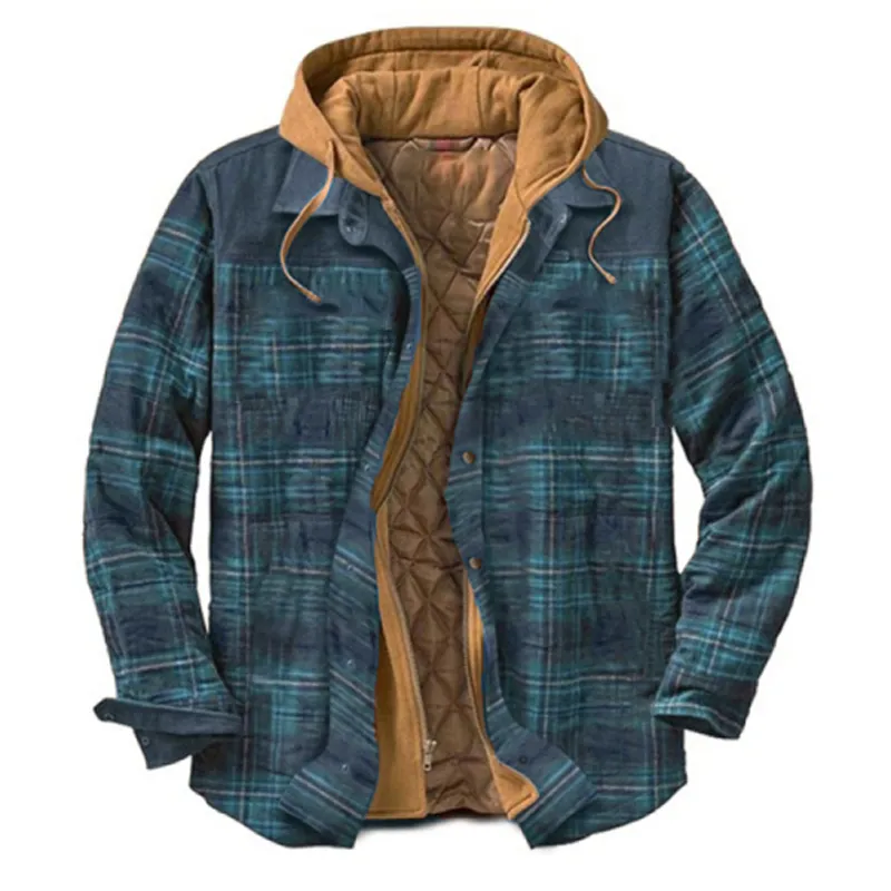 Mens Winter Plaid Thick Casual Jacket