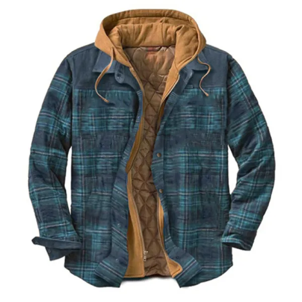 Mens Winter Plaid Thick Casual Jacket