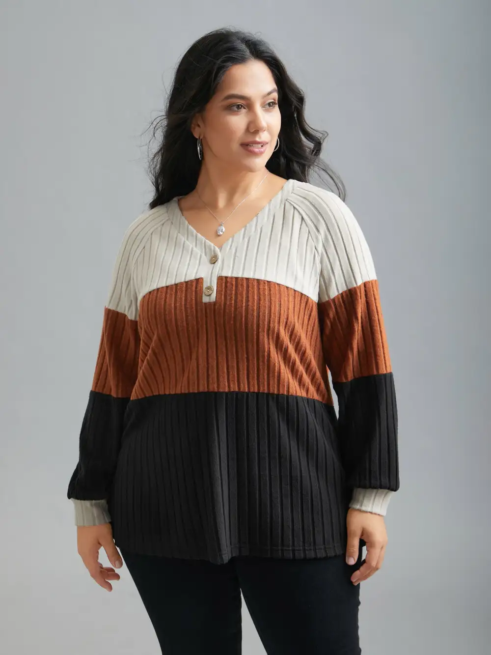 Colorblock Contrast Texture Pit Strip T-shirt