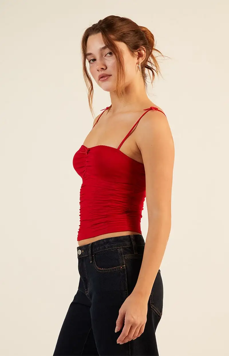 LA Hearts Kyla Mesh Bow Tank Top
