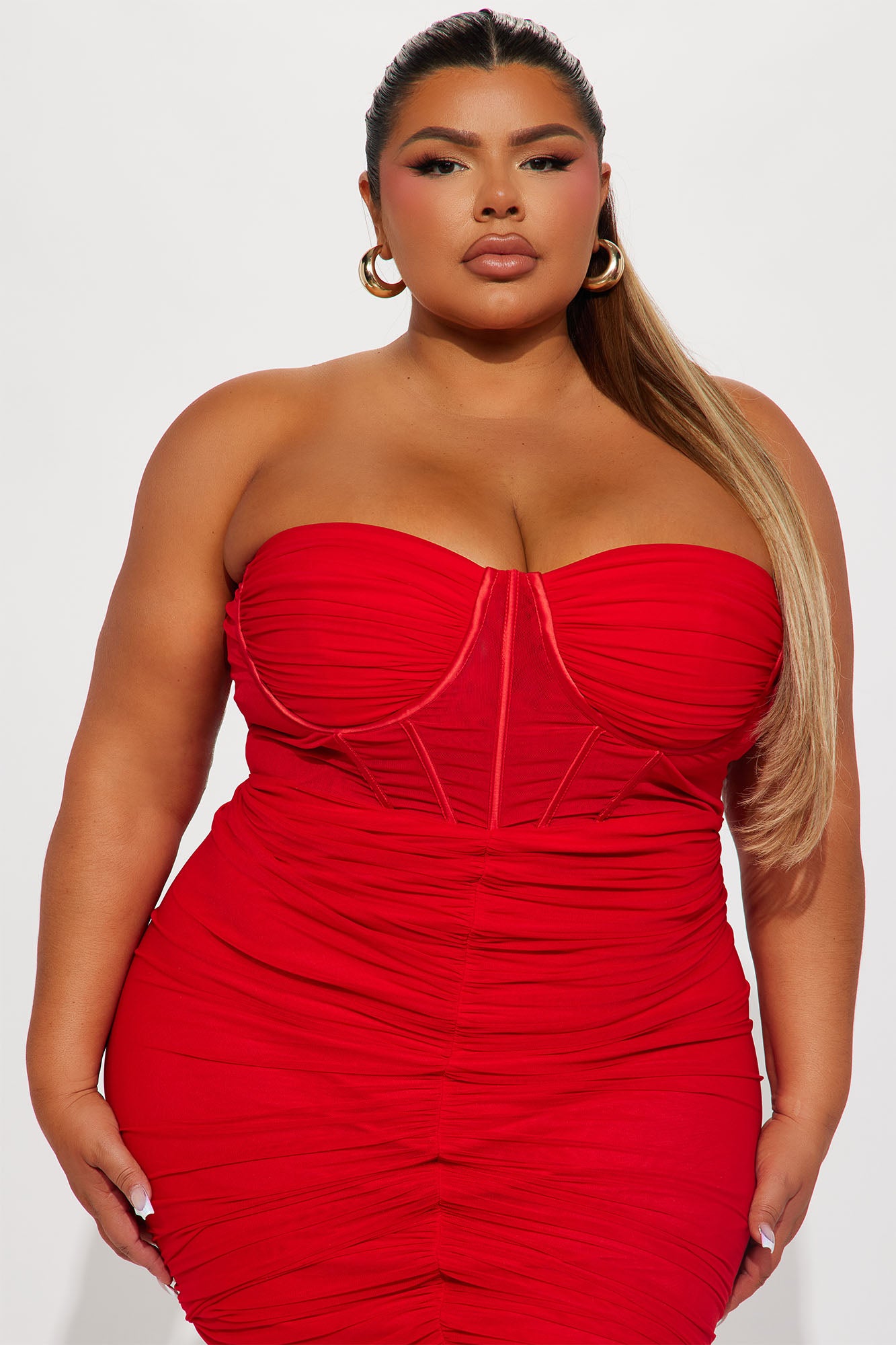 In Your World Mesh Midi Dress - Red