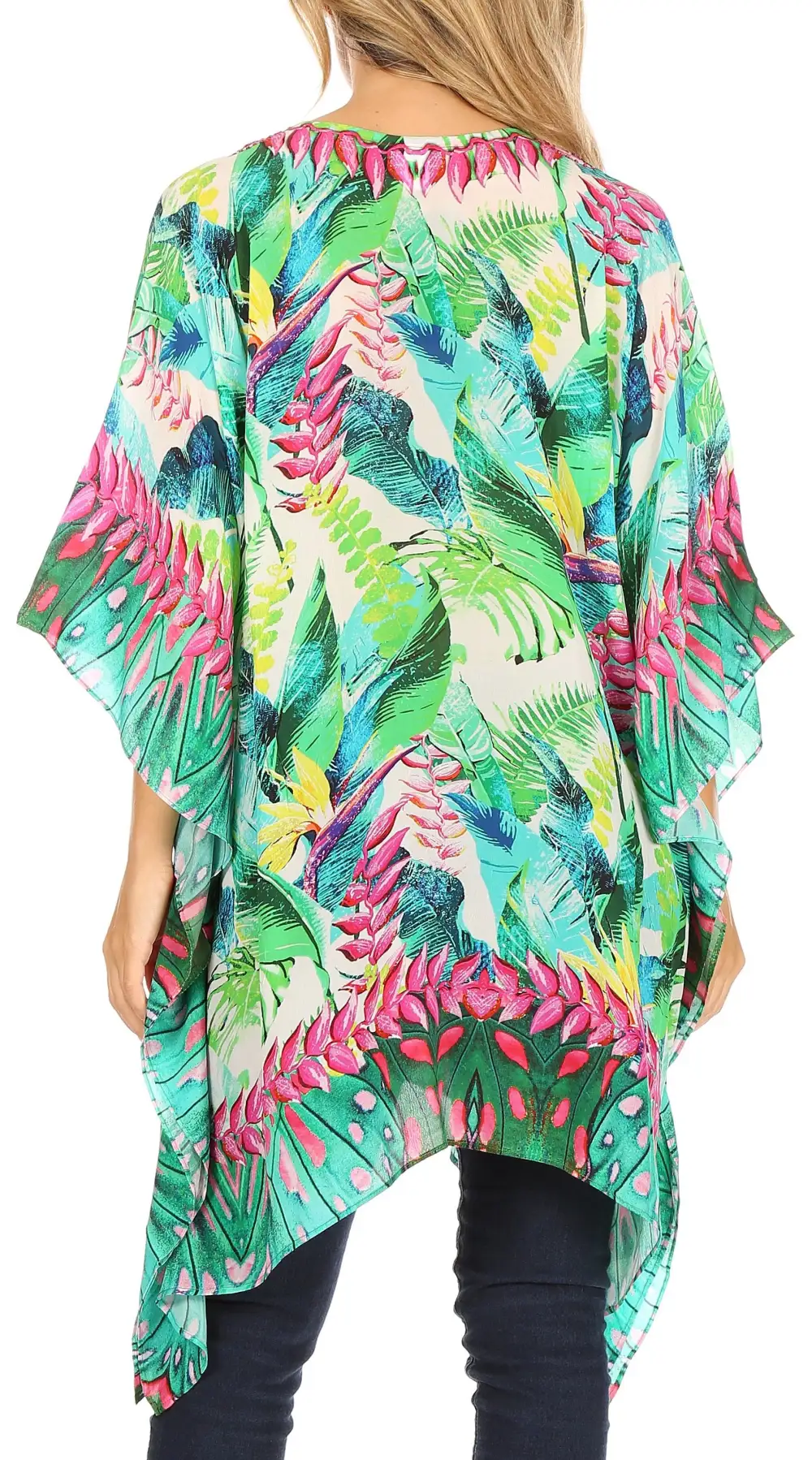 Women's Caftan Poncho Cover up V neck Top Lace up With Rhinestone