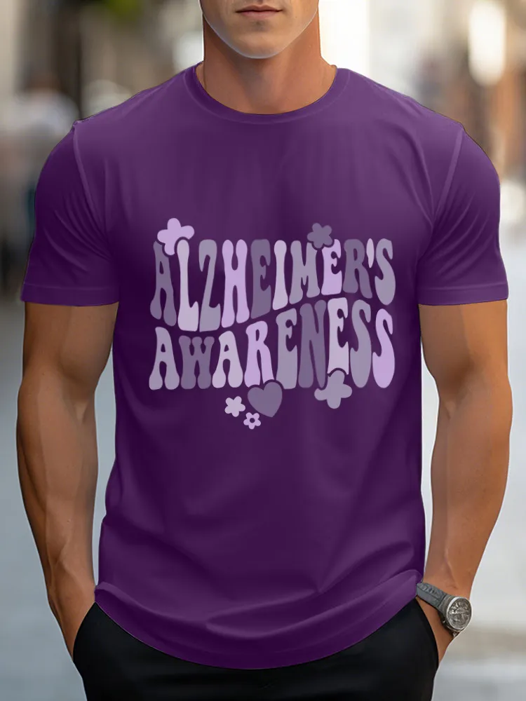 Alzheimer's  Awareness Men's Round Print T-Shirt