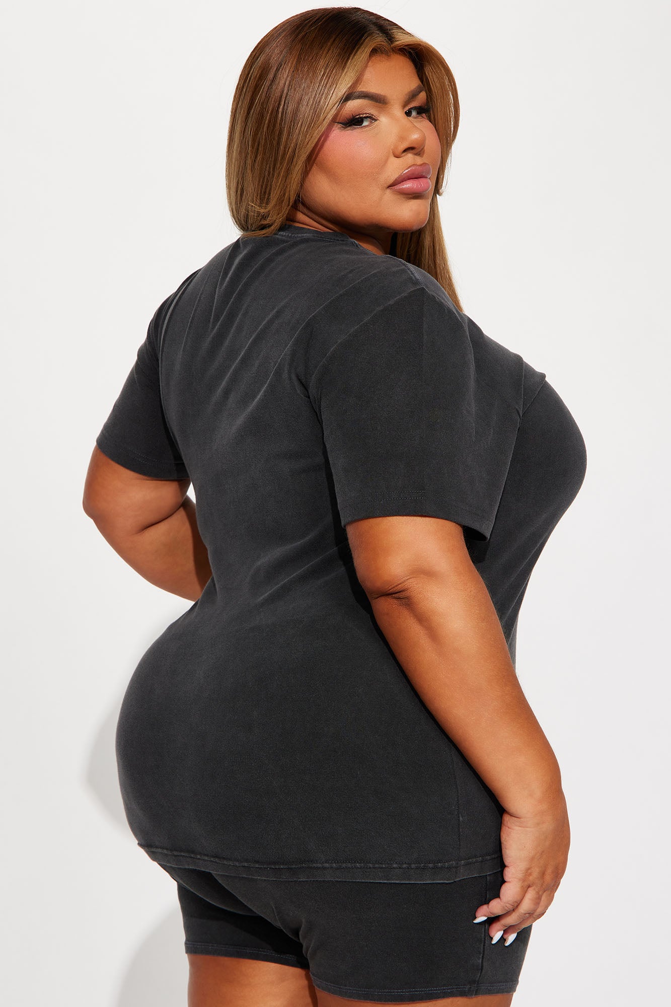 Stepping Out Mineral Wash Short Set - Charcoal