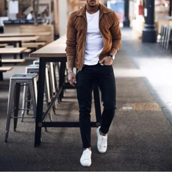 Men's Deerskin Velvet Jacket Small Coat