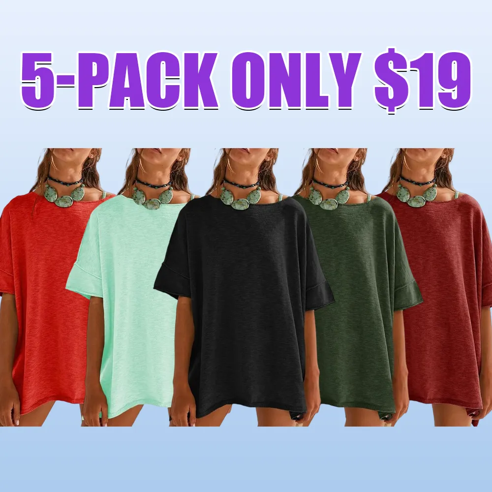 Women's Oversized Crew Neck Side Slit T-Shirt – Casual, Loose-Fit Summer Top