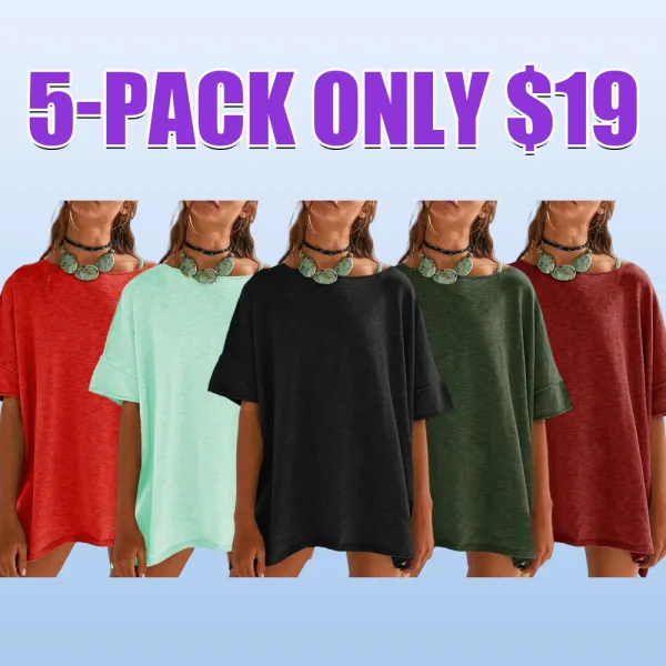 Women's Oversized Crew Neck Side Slit T-Shirt – Casual, Loose-Fit Summer Top