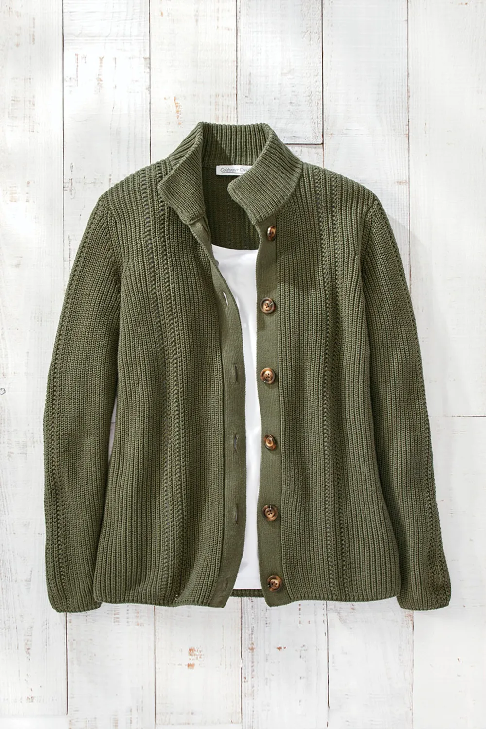 Shaker Detail Button Cardigan