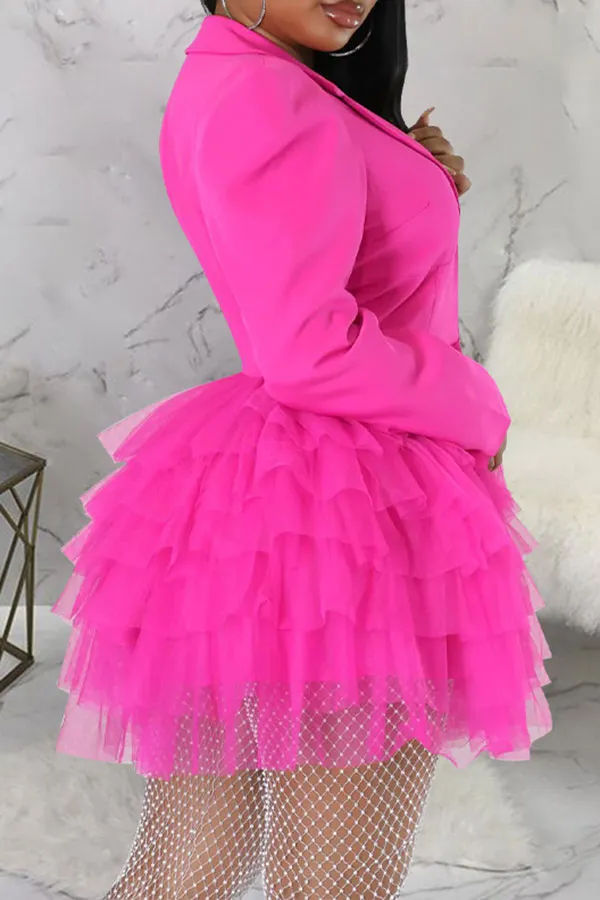 Mesh Patchwork Sweet Tiered Mini Dress