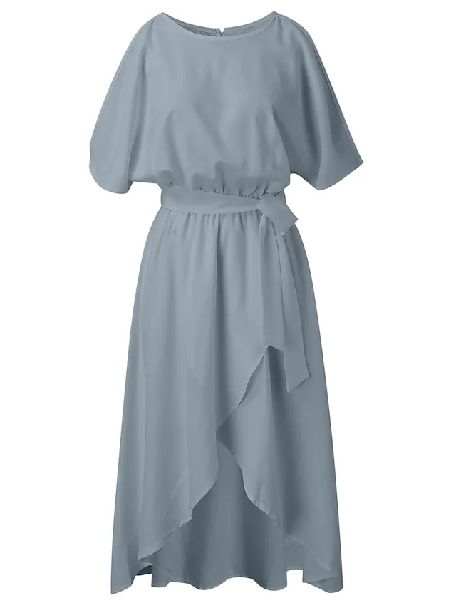 Women‘s A Line Dress Midi Dress White Black Gray Sleeveless Pure Color Split Spring Summer cold shoulder Personalized Stylish Elegant Loose 2023 S M L XL XXL