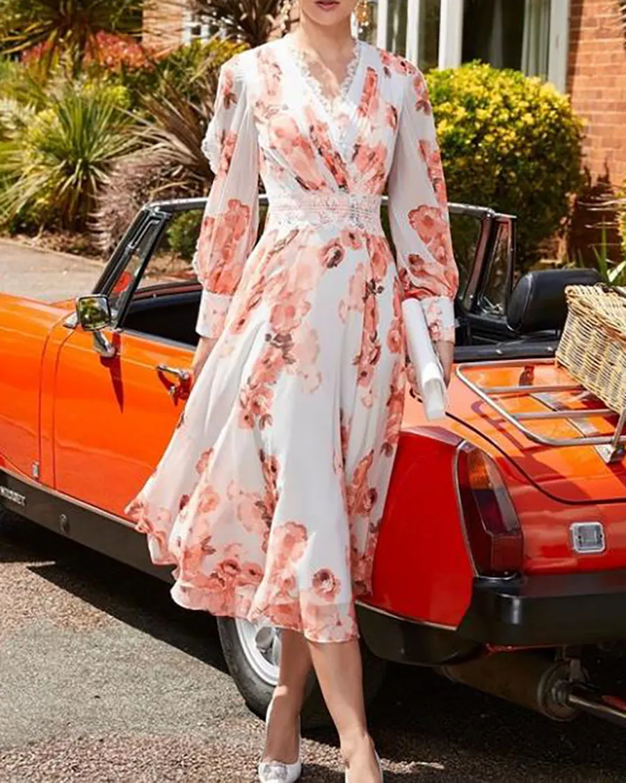 Ladies Versatile Elegant Printed Casual Dress