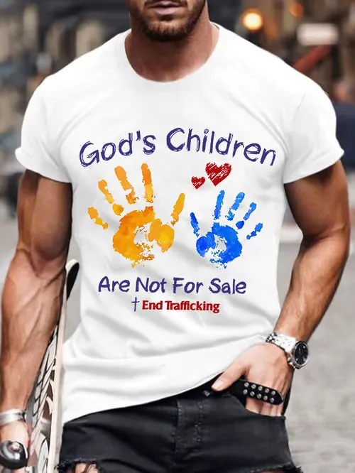 Men'S Casual God Children For Men Does Not Sell Printed Short Sleeve T-Shirts Pure Cotton Round Necks