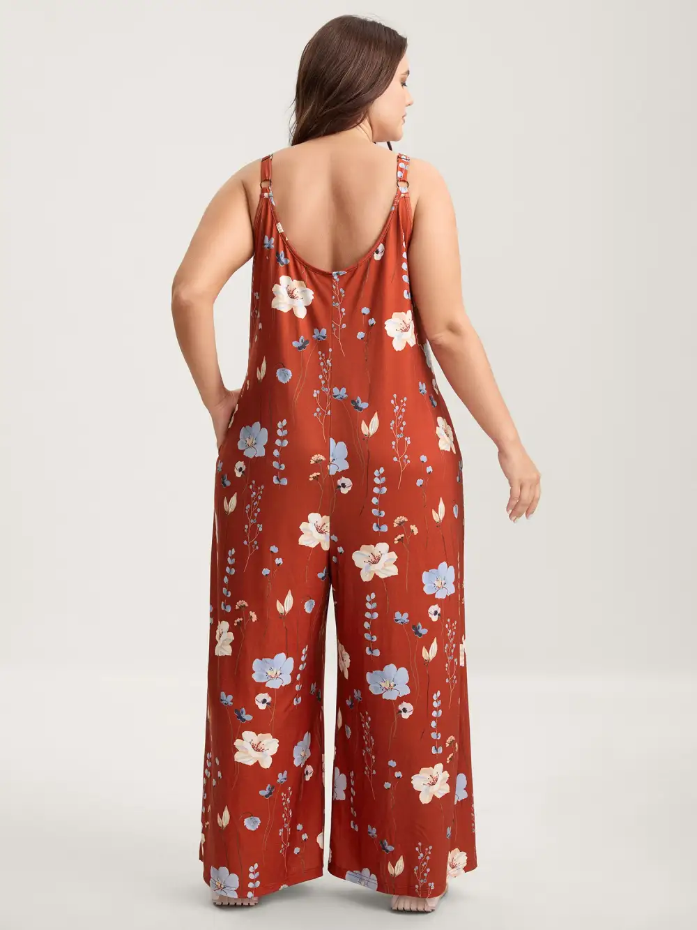 Stretchy Lined Floral Print Cami Jumpsuit