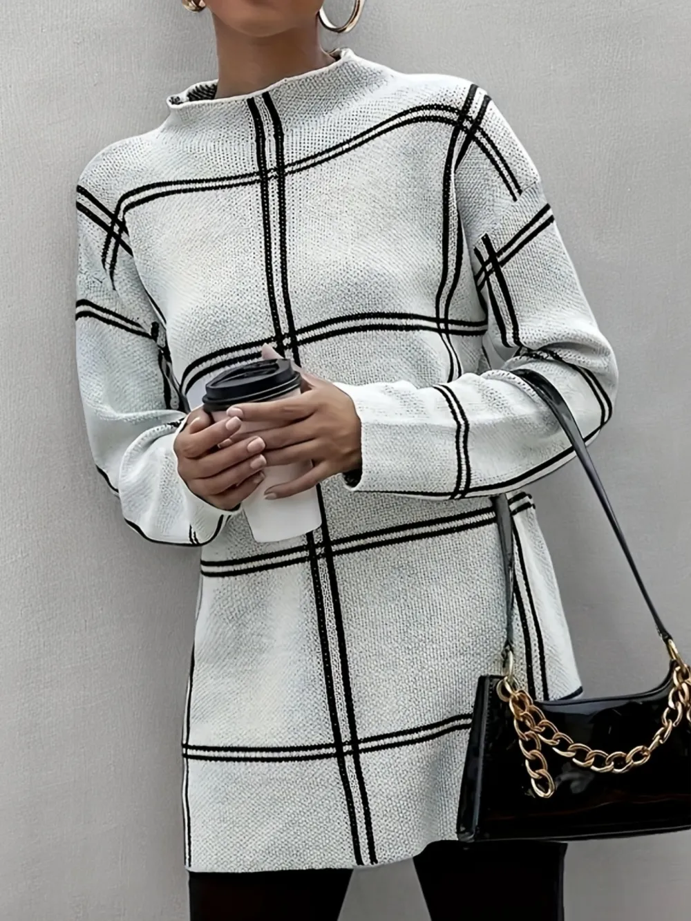 Elegant Fall/Winter Geometric-Knit Sweater, Split Detail - Warm, Cozy & Durable, Perfect for Everyday Elegance