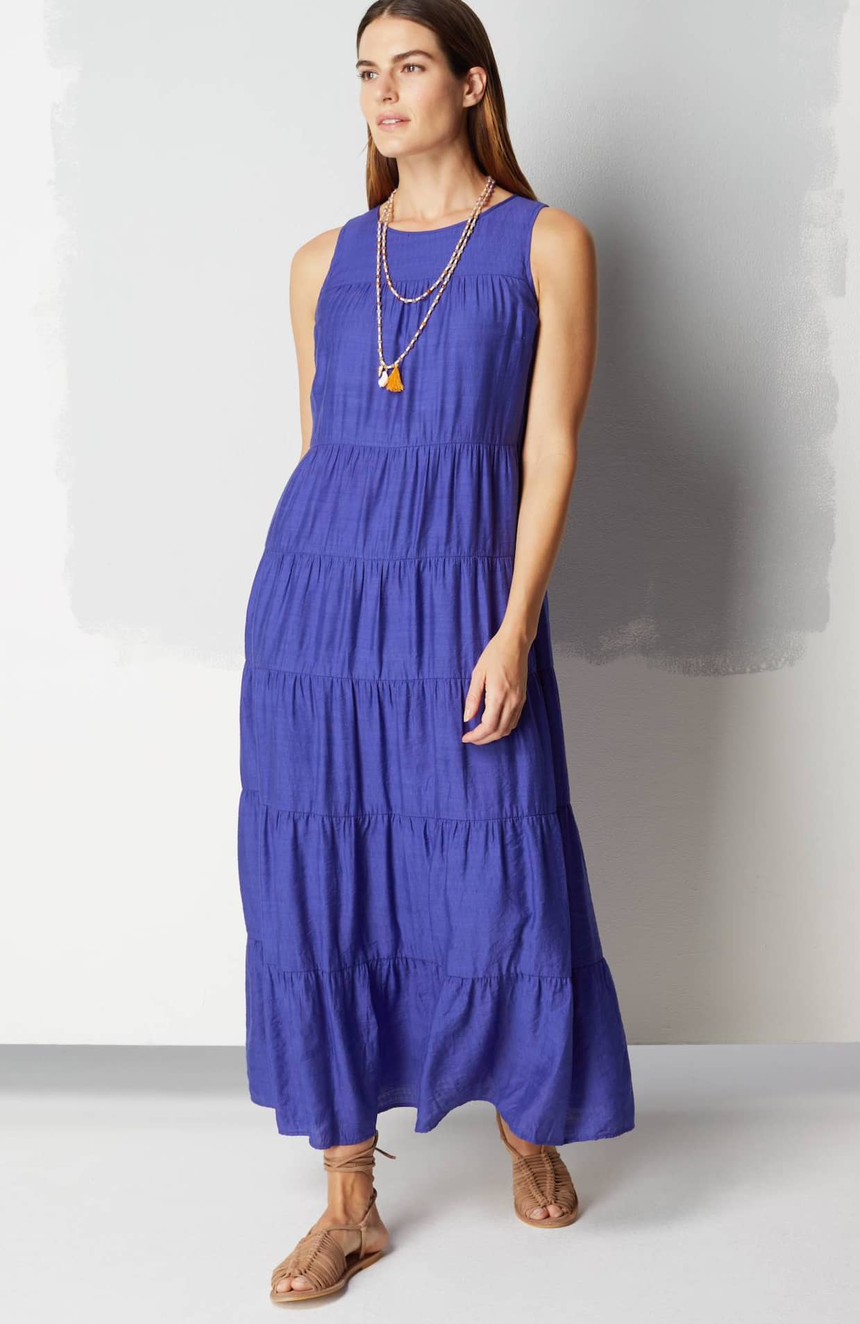 tiered a-line maxi dress