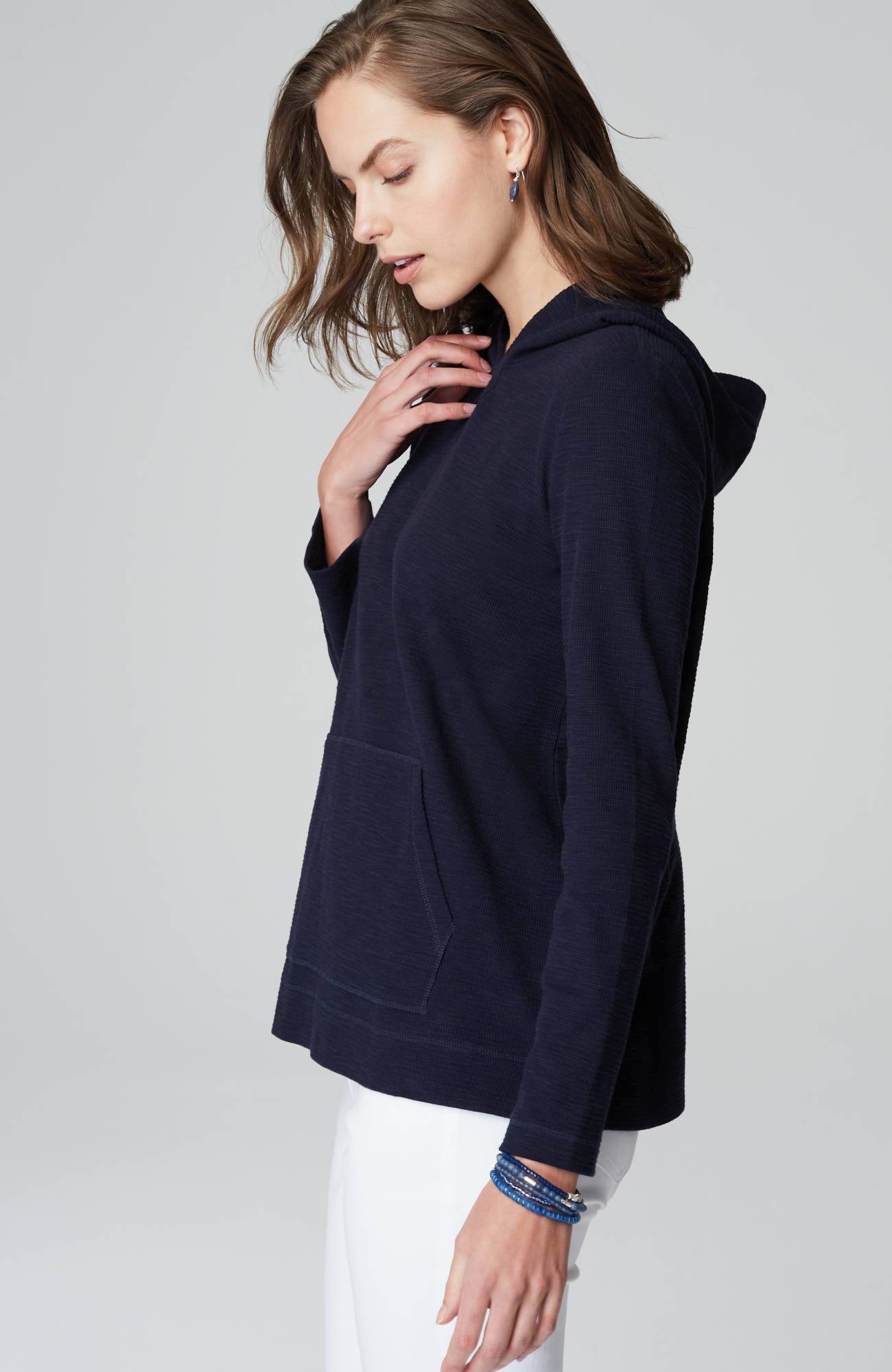 Textured-Cotton Hoodie