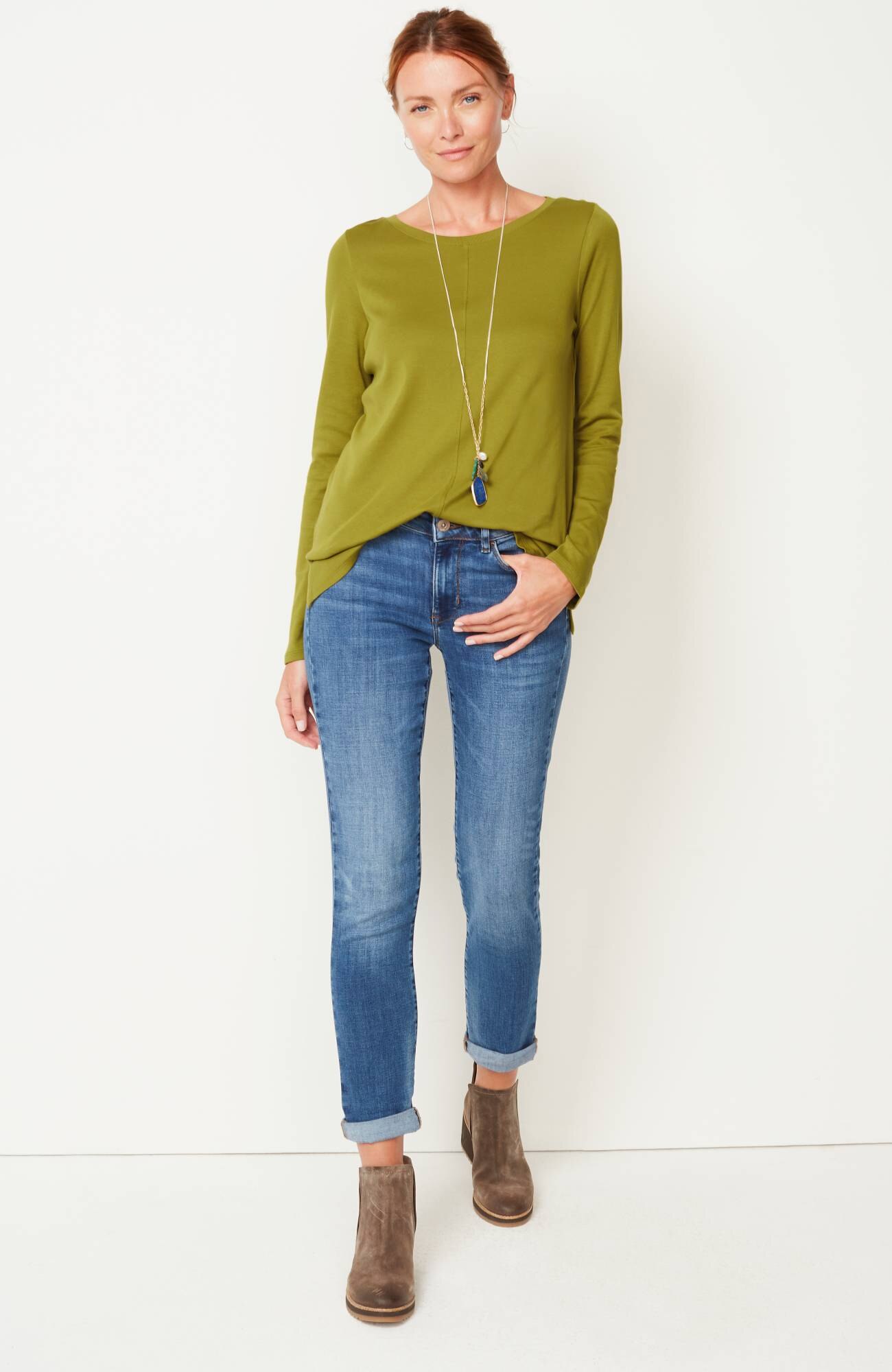 long-sleeve pima crew-neck tee