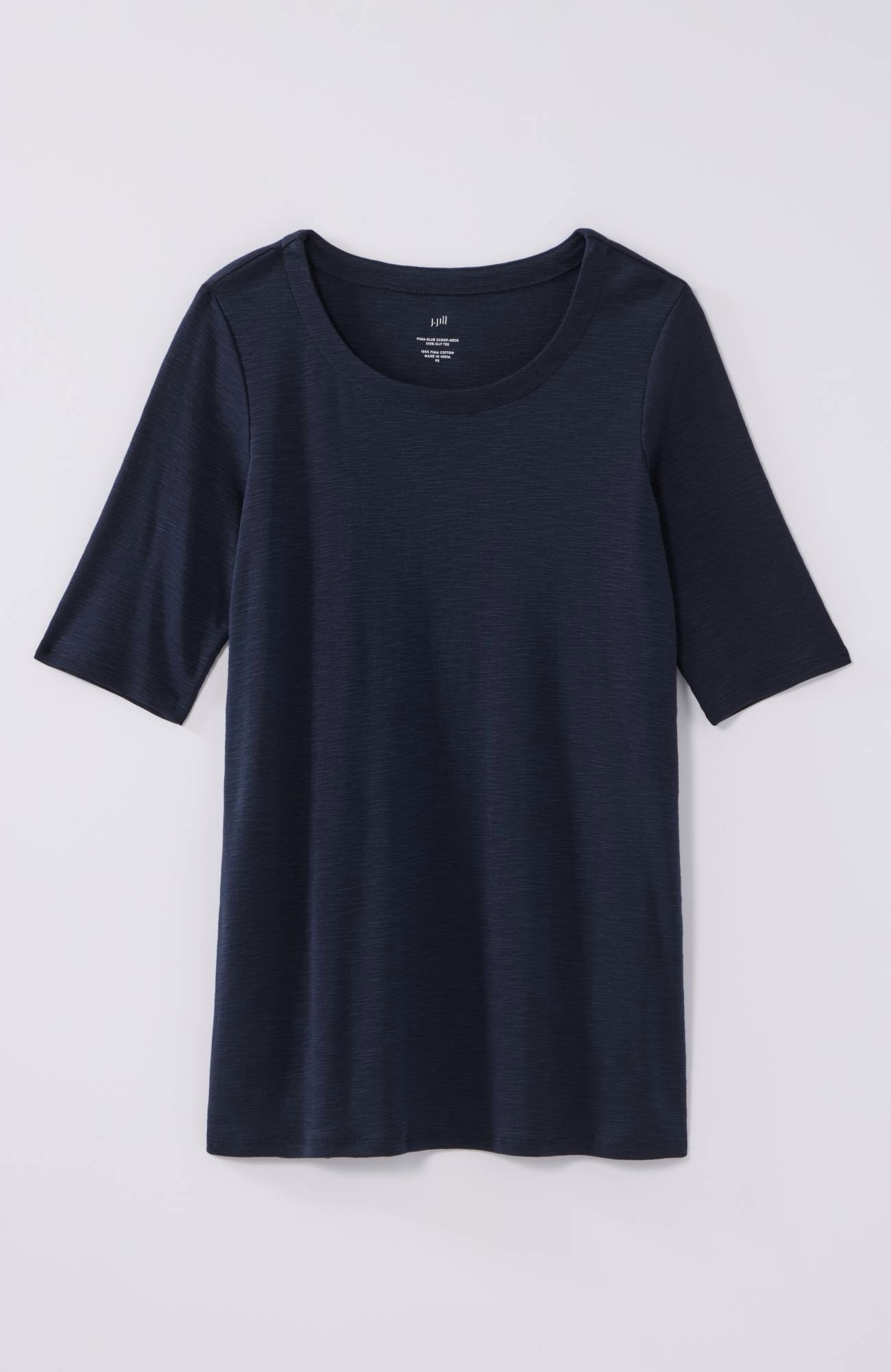 pima-slub scoop-neck side-slit tee