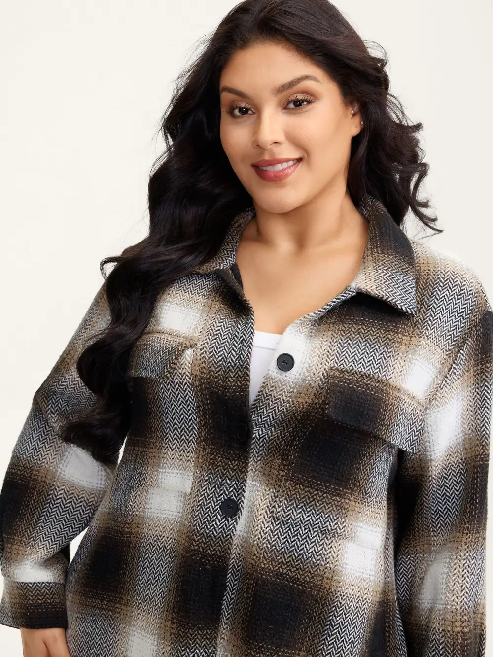Plaid Print Button-Down Jacket