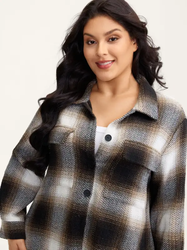 Plaid Print Button-Down Jacket