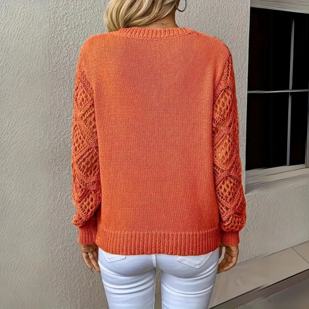 V-Neck Knitted Sleeves Jumper