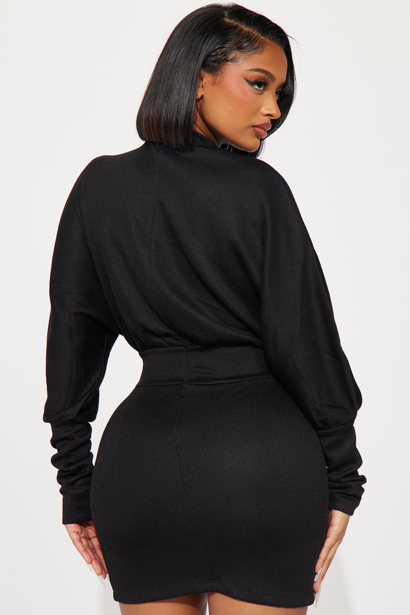 Demi Sweater Mini Dress - Black