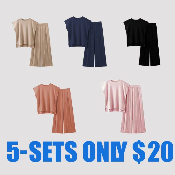 Women's Lounge Set – Soft Knit Vest Top and Matching Pants, 2 Piece Sweater Outfit for Relaxed Everyday Style