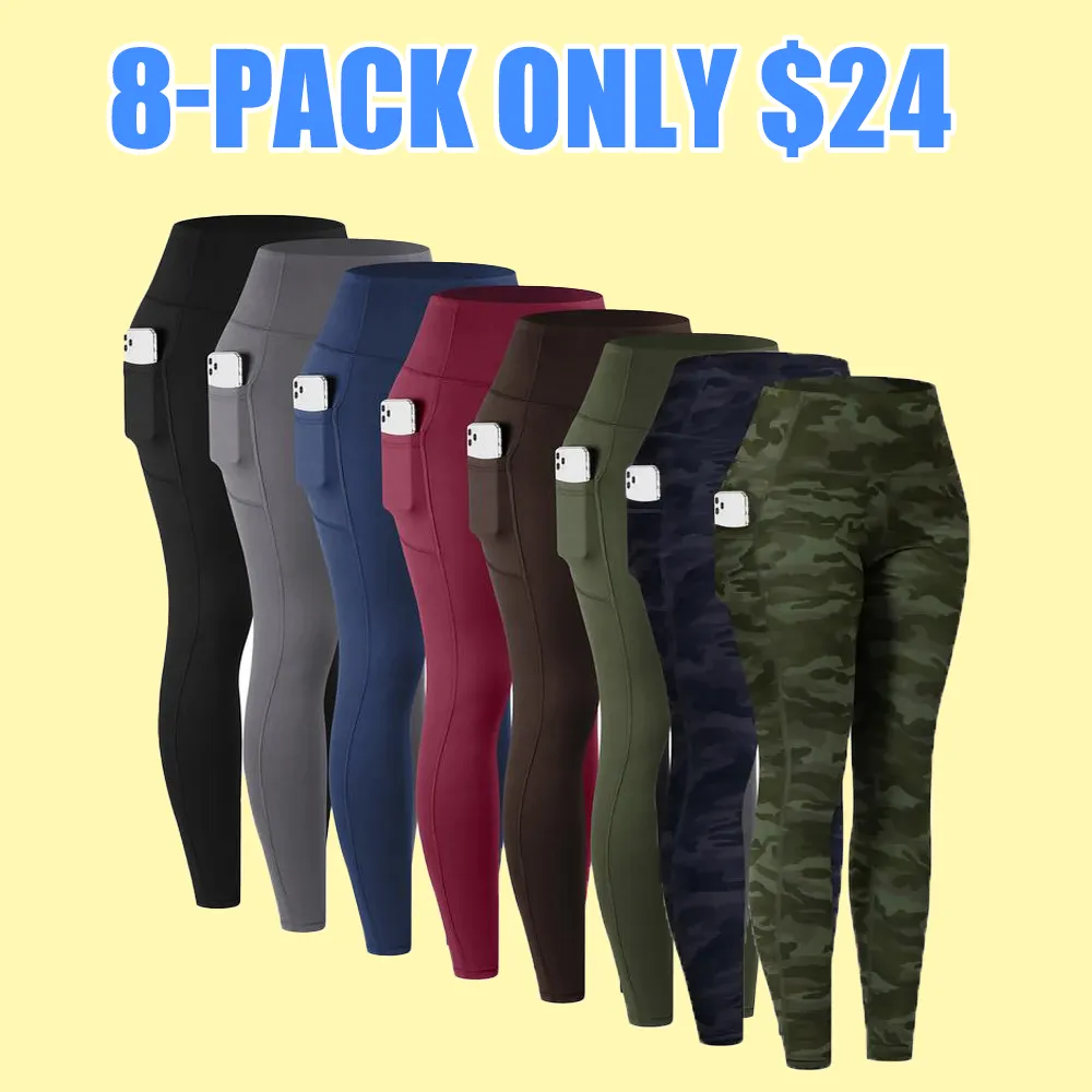 Women's Athletic Yoga Leggings – High Waist, Pockets, Multi-Pack Options