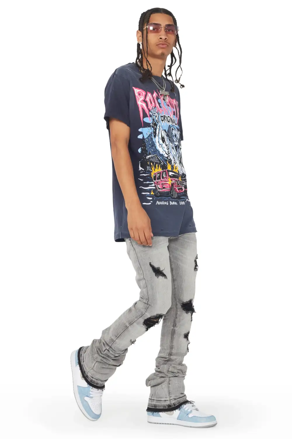 Huxley Light Grey Super Stacked Flare Jean