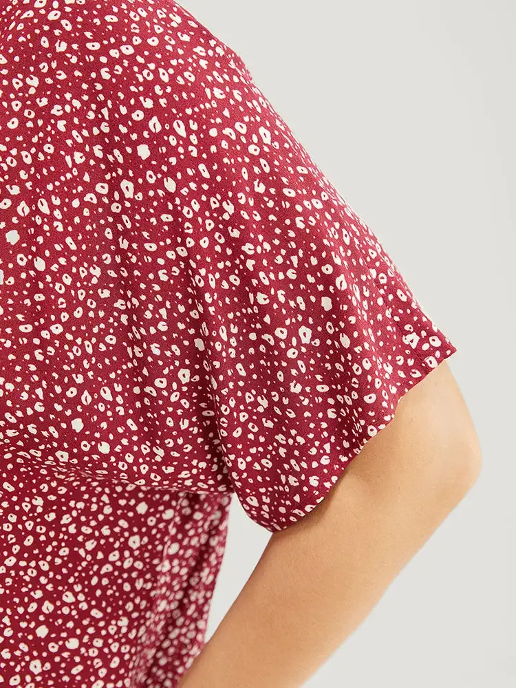 Ditsy Floral Pleated Front Button Detail Blouse