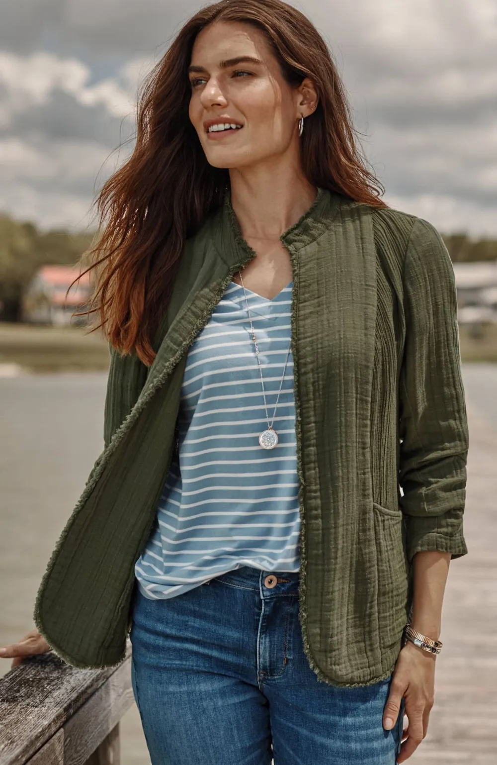Cotton-Gauze Fringe Jacket