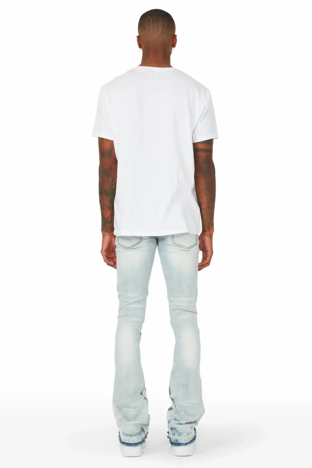 Cato Graphic Stacked Flare Jean-Blue