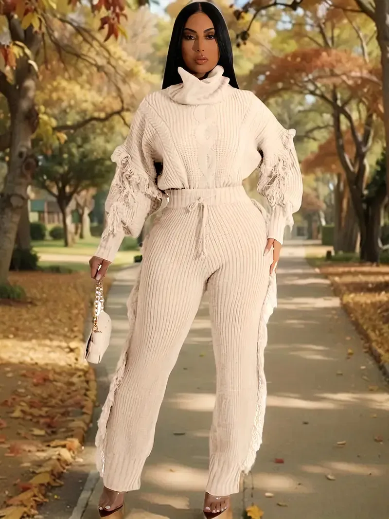 Tassel Knit Sweater Set