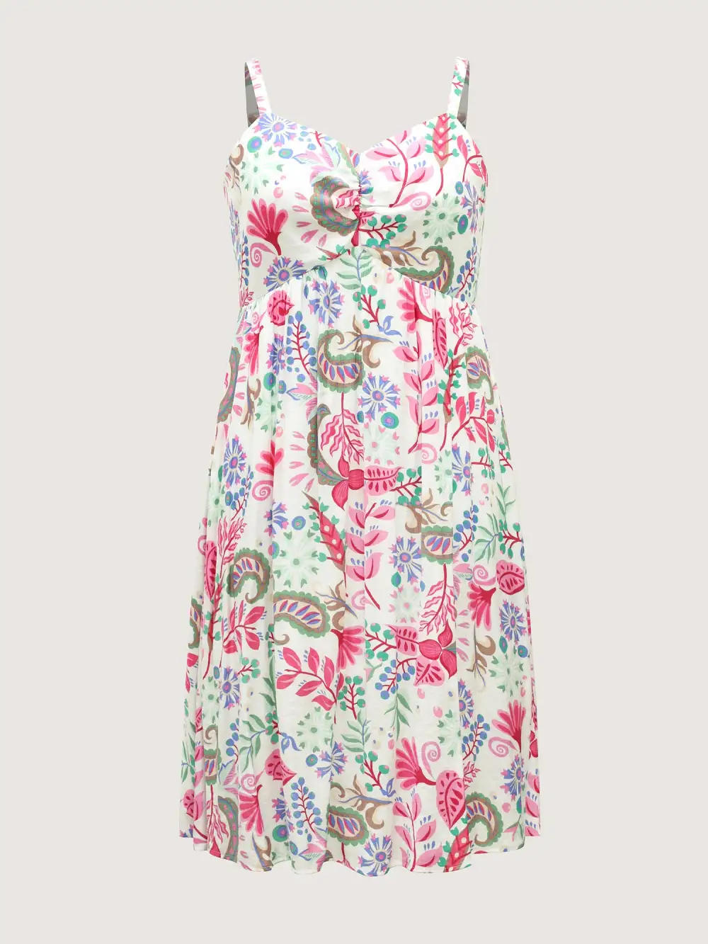 Backless Bow Paisley Print Cami Midi Dress