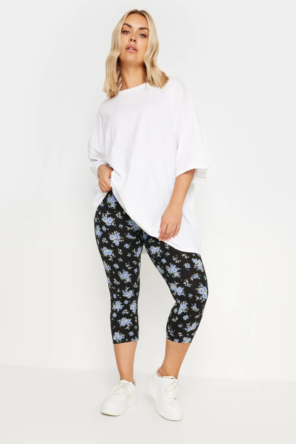 YOURS Curve 2 PACK Black Butterfly Print Cropped Leggings