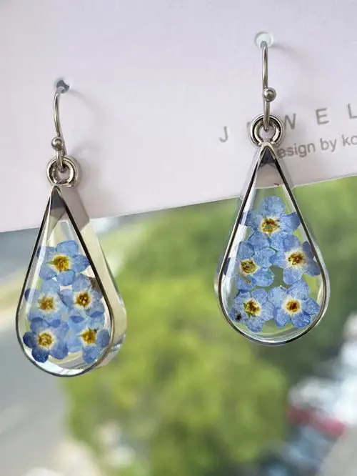 Blue Floral Water Drop Earrings