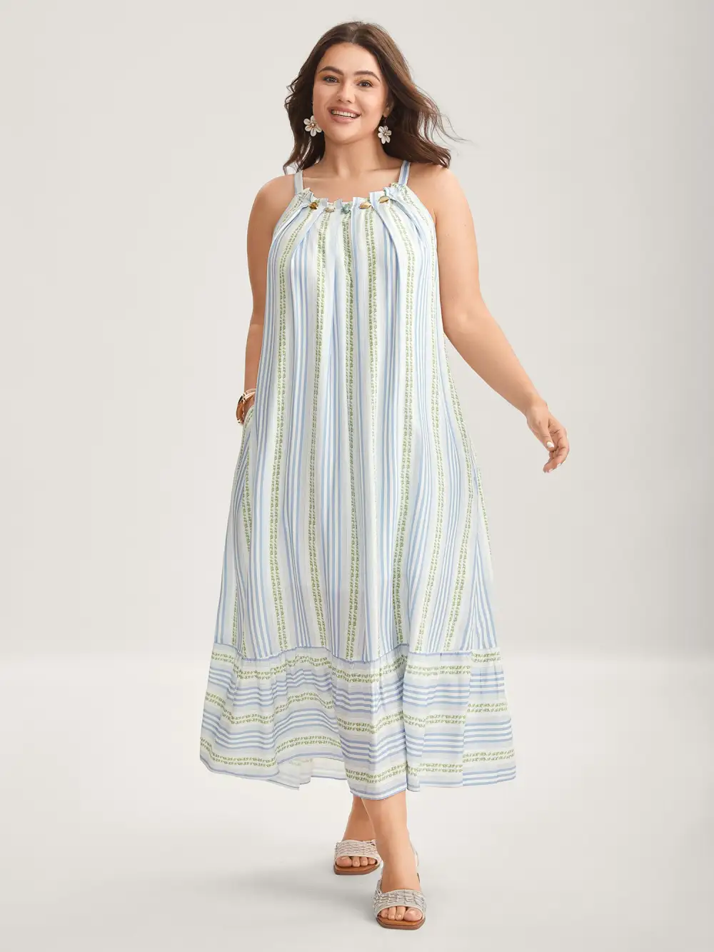 Nautical Stripes Flared Midi Dress