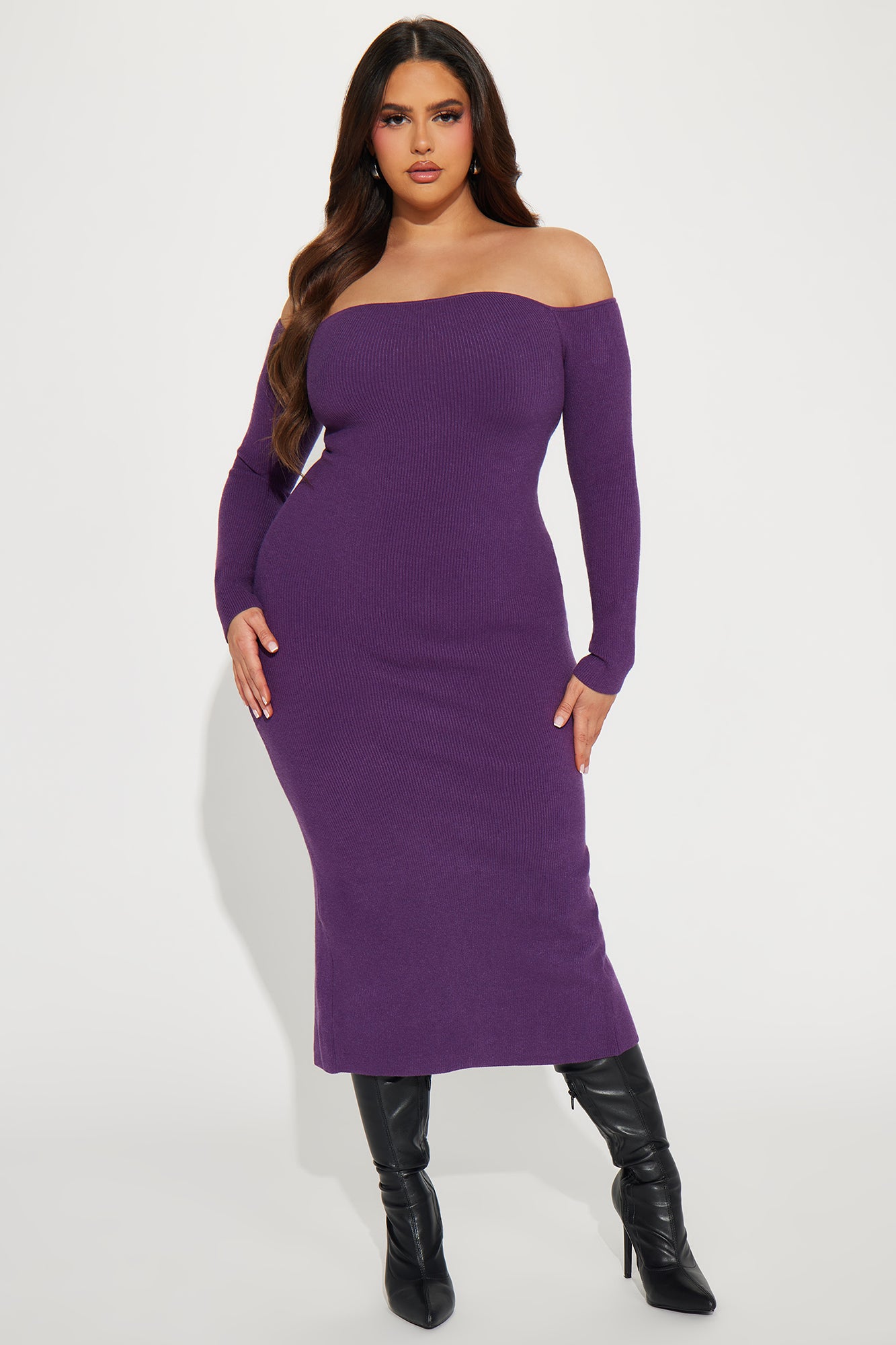 Regina Sweater Maxi Dress - Eggplant