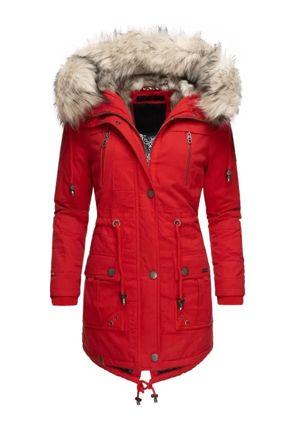 Women‘s Fashion Red Parka Coat