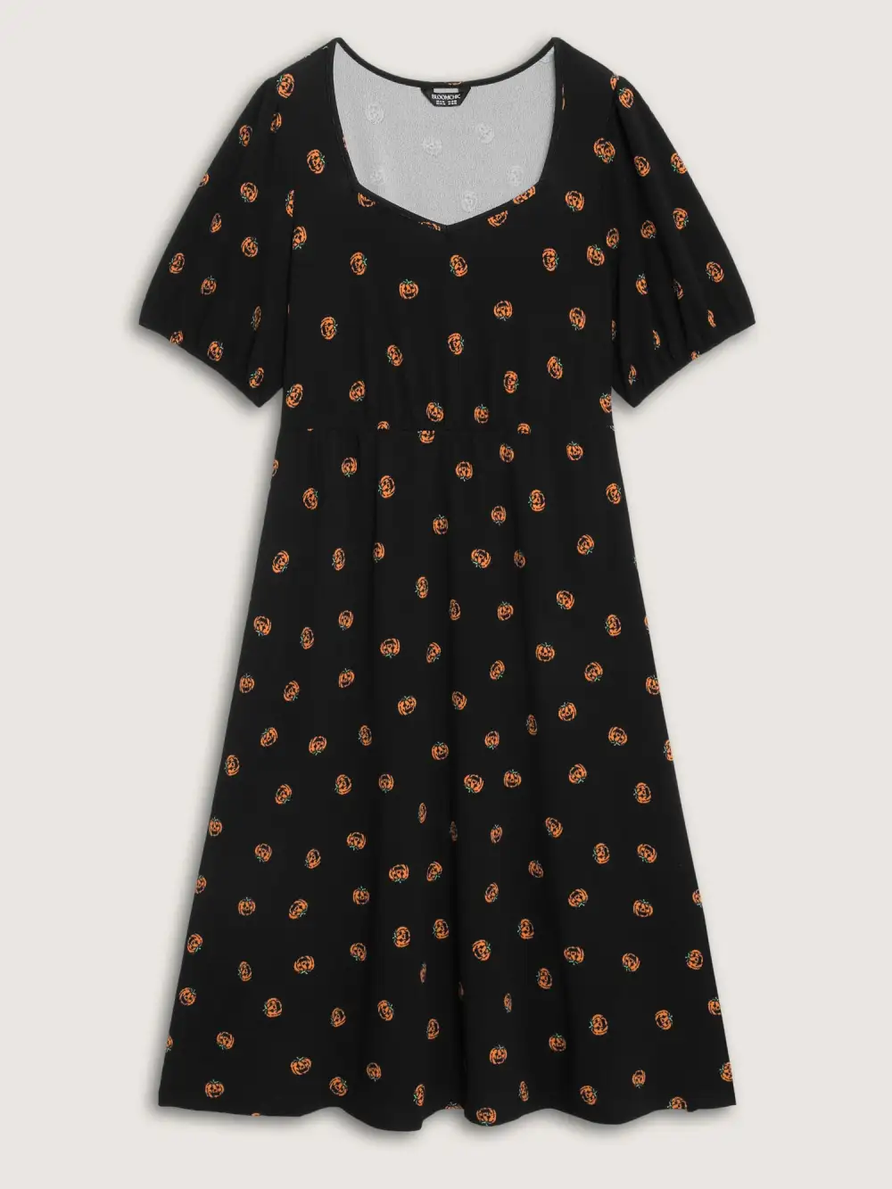 Micro Pumpkin Print Stretchy Midi Dress